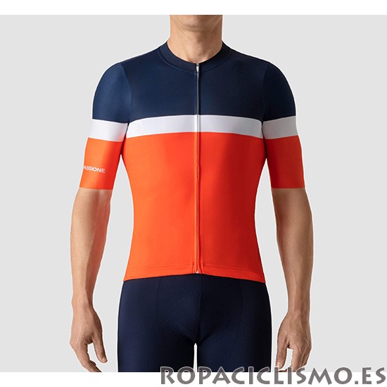 2019 Maillot La Passione Tirantes Mangas Cortas Azul Blanco Naranja